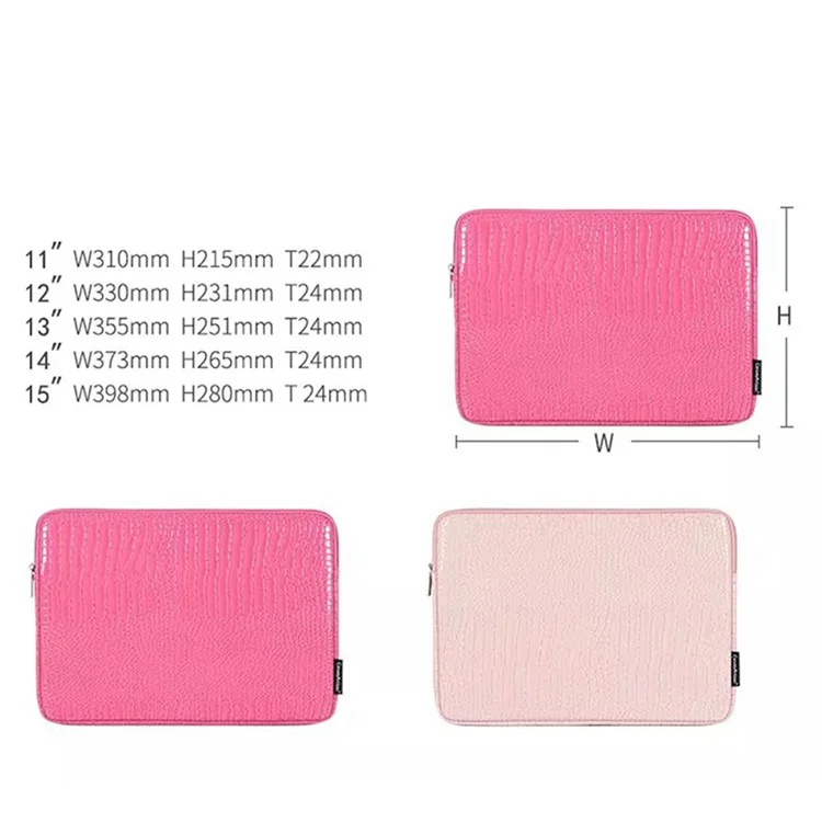 CANVASARTISAN L32-03 Crocodile Texture PU Leather Laptop Sleeve Bag Notebook Carrying Case - Beige/for 13-inch Laptop