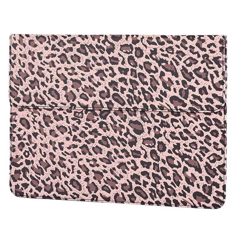 CANVASARTISAN E31-01 Leopard Printed Fashion Laptop Sleeve PU Leather Magnetic Lid Envelope Notebook Bag - Yellow/12 inch