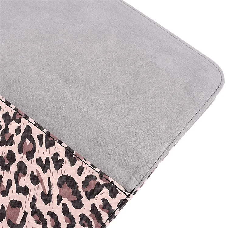 CANVASARTISAN E31-01 Leopard Printed Fashion Laptop Sleeve PU Leather Magnetic Lid Envelope Notebook Bag - Yellow/12 inch
