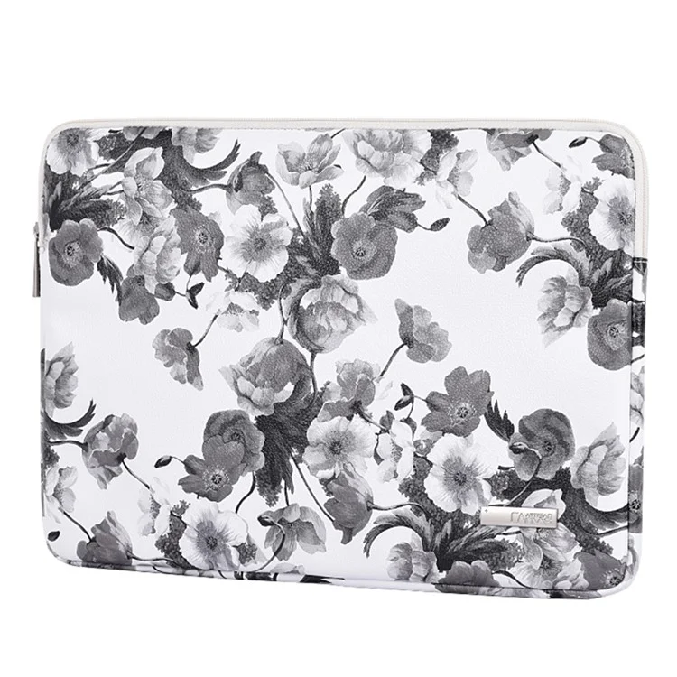 CANVASARTISAN G1-T0121 Watercolor Flower Pattern Laptop Sleeve Notebook Case with Small Bag - White/for 12-inch Laptop