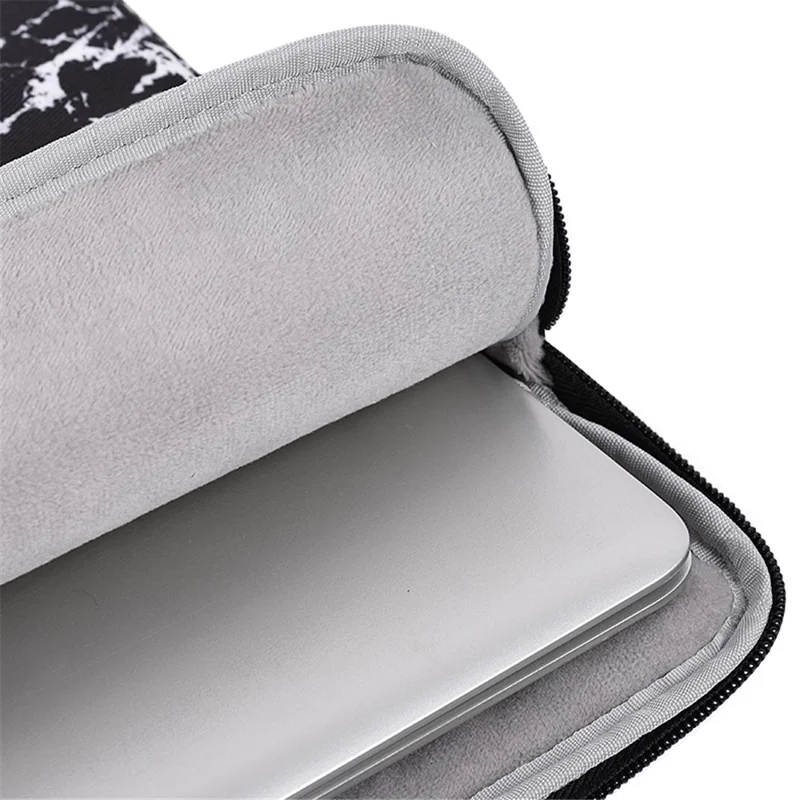 CANVASARTISAN H32-T0121 Marble Pattern Zipper Closure Laptop Carrying Bag Notebook Protective Sleeve with Small Bag - White/for 12-inch Laptop