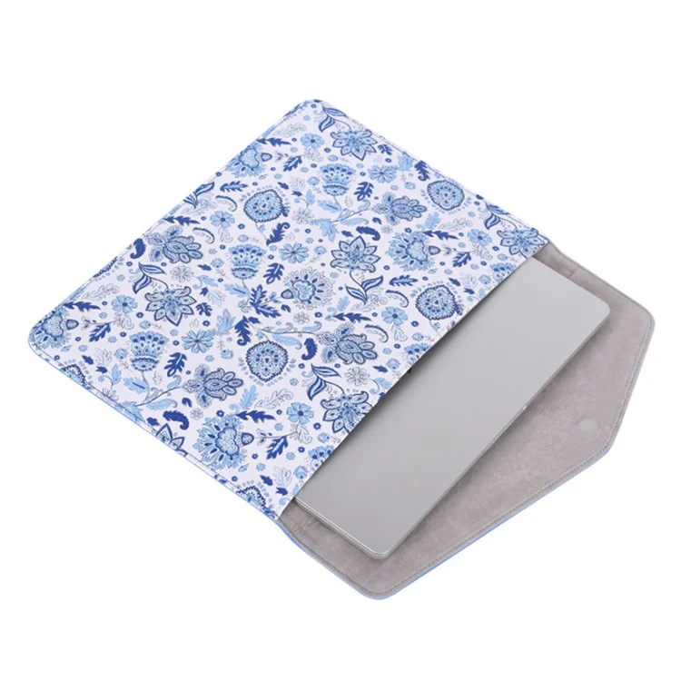 Canvasartisan E54-13 Magnetischer Flip-cover PU Leder Laptop Ärmeln Blumenmuster Notebook Hülle - Blau/für 15-zoll-laptop