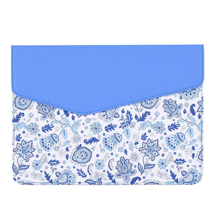 Canvasartisan E54-13 Magnetischer Flip-cover PU Leder Laptop Ärmeln Blumenmuster Notebook Hülle - Blau/für 15-zoll-laptop