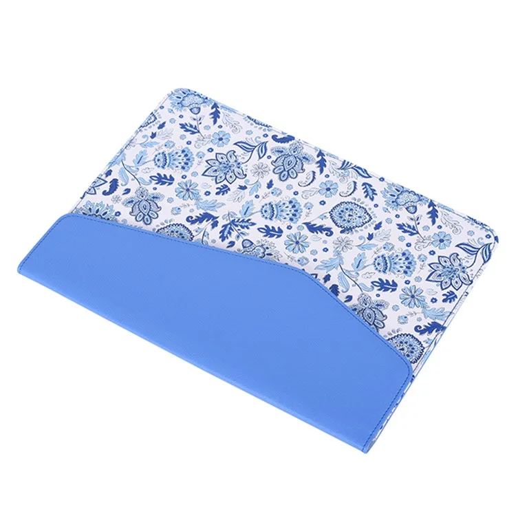 Canvasartisan E54-13 Magnetischer Flip-cover PU Leder Laptop Ärmeln Blumenmuster Notebook Hülle - Blau/für 15-zoll-laptop