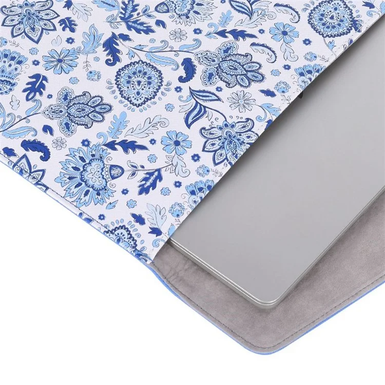 Canvasartisan E54-13 Magnetischer Flip-cover PU Leder Laptop Ärmeln Blumenmuster Notebook Hülle - Blau/für 15-zoll-laptop