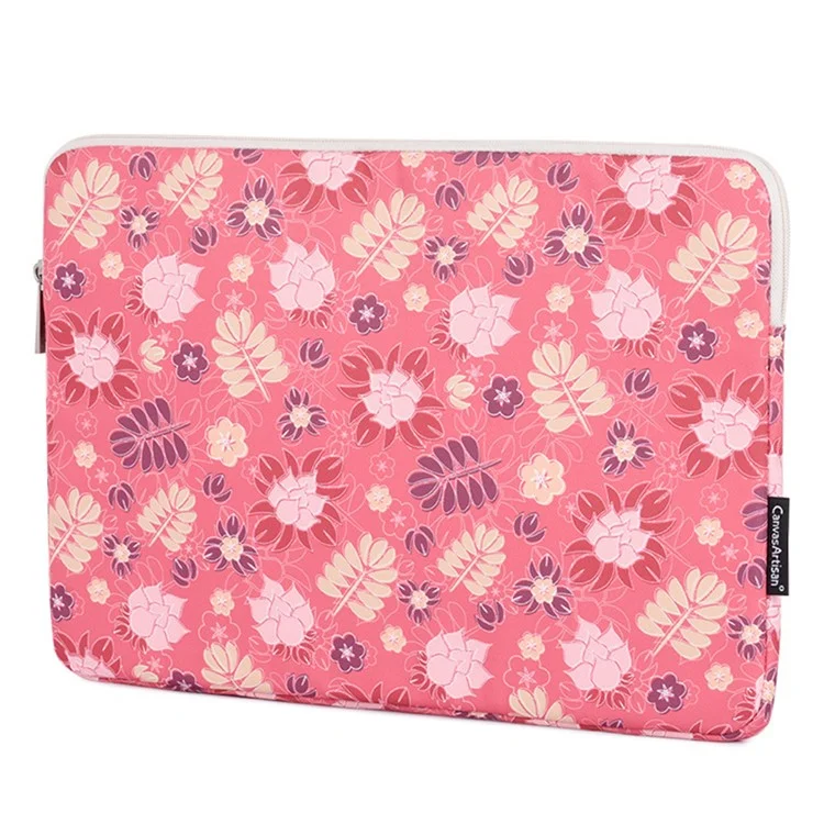 Canvasartisan H24-T0123 Flores Deja Patrón Portátil Llevar Bag Protective Notebook Manga Con Bolsa Pequeña - Rosa / Para Portátil De 11 Pulgadas