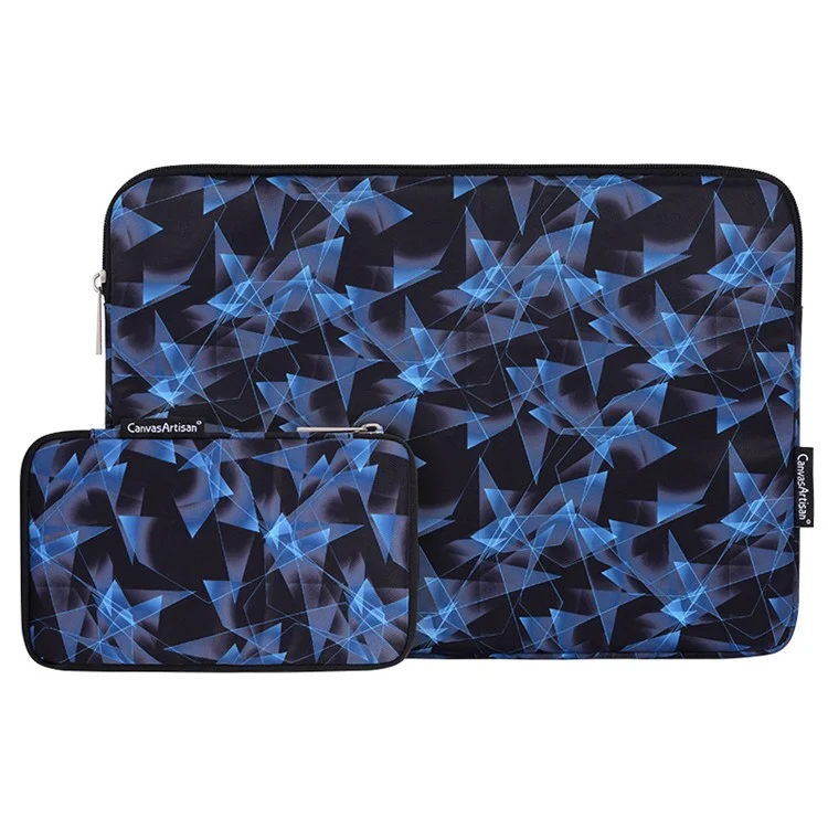 CANVASARTISAN H11-T0121 3D Diamond Pattern PU Leather Shockproof Laptop Sleeve Zipper Notebook Case with Small Bag - Blue/for 11-inch Laptop