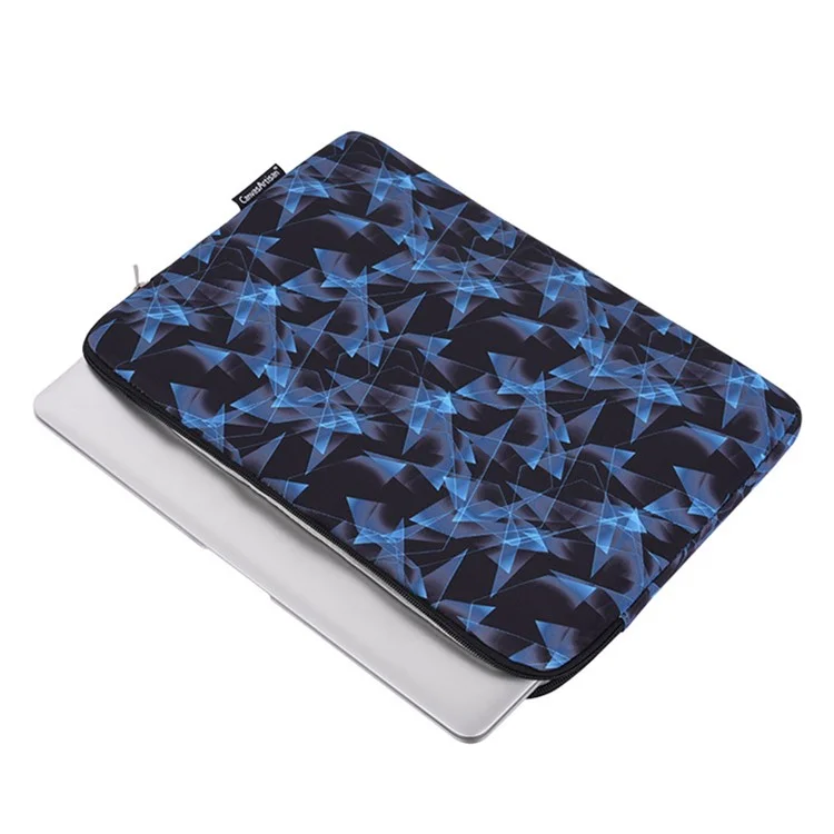 CANVASARTISAN H11-T0121 3D Diamond Pattern PU Leather Shockproof Laptop Sleeve Zipper Notebook Case with Small Bag - Blue/for 11-inch Laptop
