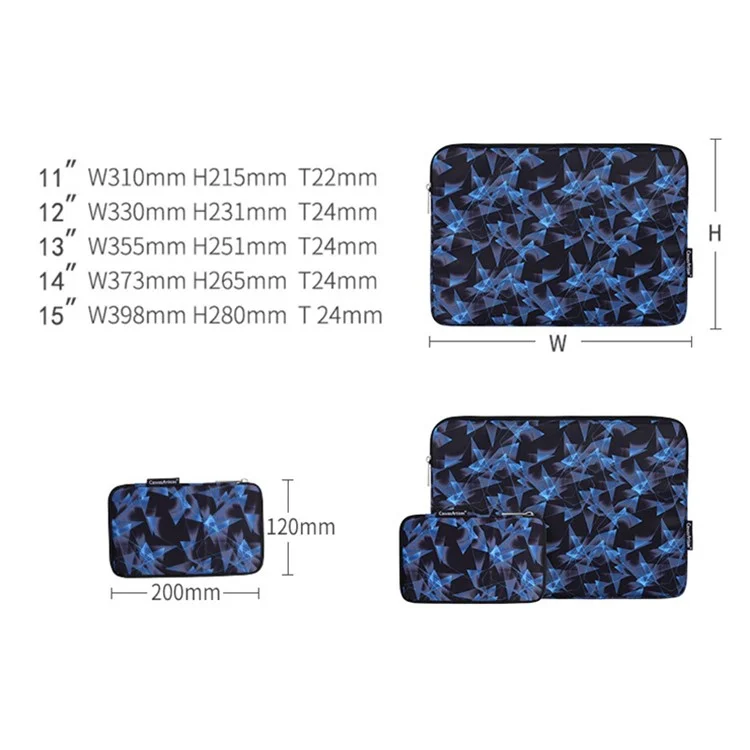 CANVASARTISAN H11-T0121 3D Diamond Pattern PU Leather Shockproof Laptop Sleeve Zipper Notebook Case with Small Bag - Blue/for 11-inch Laptop