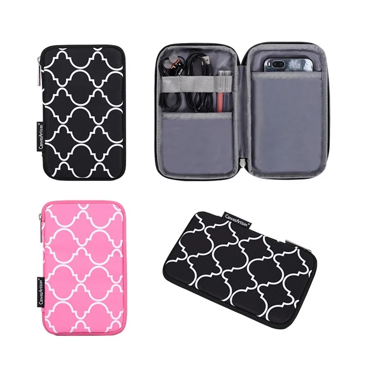 Canvasan H39-T0121 Rhombus Grid Padrão Laptop Sleeve Scratch-Resistive Zipper Notebook Bolsa Com Saco Pequeno - Preto / Para Laptop De 11 Polegadas
