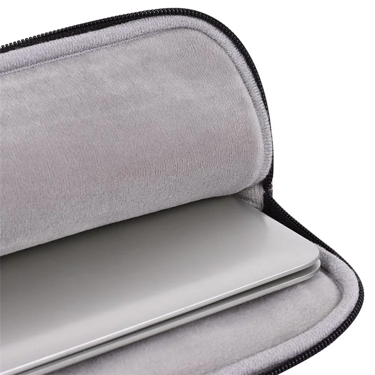 Canvasan H39-T0121 Rhombus Grid Padrão Laptop Sleeve Scratch-Resistive Zipper Notebook Bolsa Com Saco Pequeno - Preto / Para Laptop De 11 Polegadas