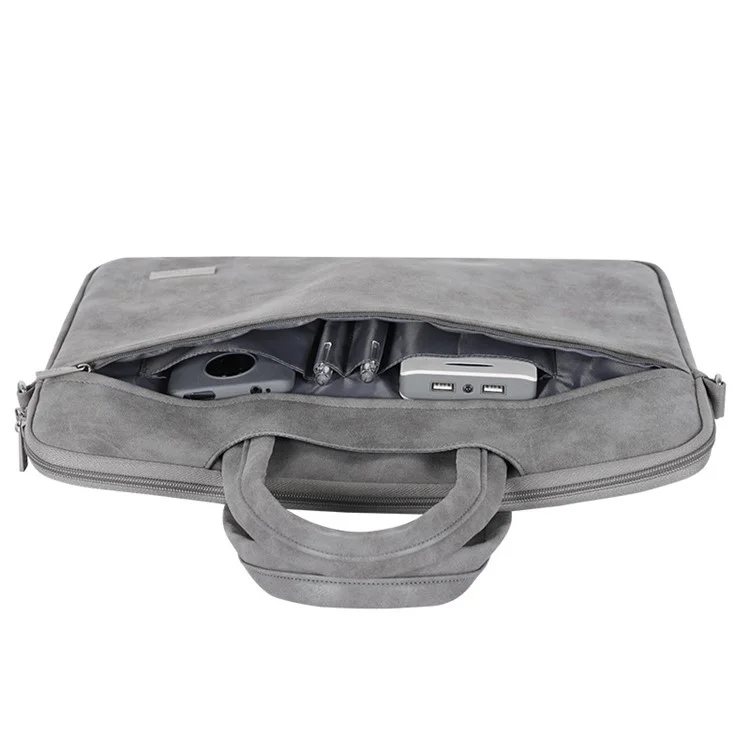 Canvasartisan L11-C22 PU Cuir pu en Cuir Sac Fourre-tout Avant Pocket Dougleur Souple Note à Main Avec Bandoulière Avec Bandoulière - Ordinateur Portable Gris / Pour 13 Pouces