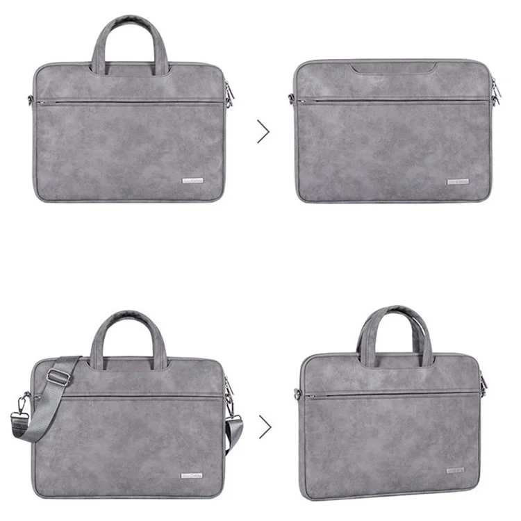 Canvasartisan L11-C22 PU Cuir pu en Cuir Sac Fourre-tout Avant Pocket Dougleur Souple Note à Main Avec Bandoulière Avec Bandoulière - Ordinateur Portable Gris / Pour 13 Pouces
