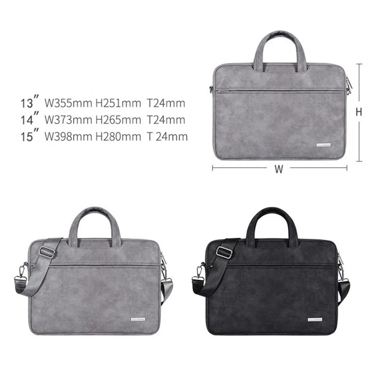 Canvasartisan L11-C22 PU Cuir pu en Cuir Sac Fourre-tout Avant Pocket Dougleur Souple Note à Main Avec Bandoulière Avec Bandoulière - Ordinateur Portable Gris / Pour 13 Pouces