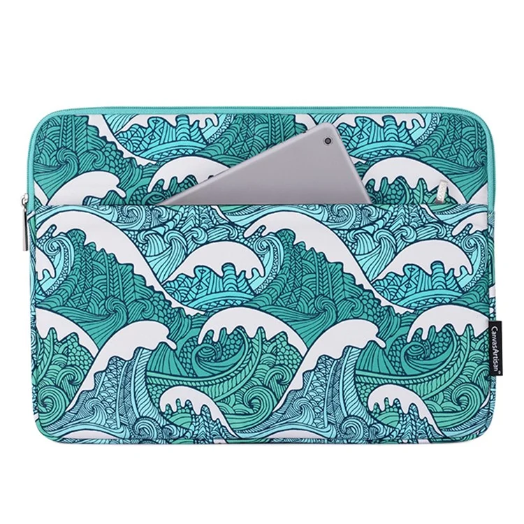 Canvasartisan H3-14 Modèle de Mer Modèle D'orcuste D'orcat de Choc Pour Ordinateur Portable à Fermeture à Glissière Bagure de Transport Avec Poche Avant - Green / Pour un Ordinateur Portable de 11 Pouces