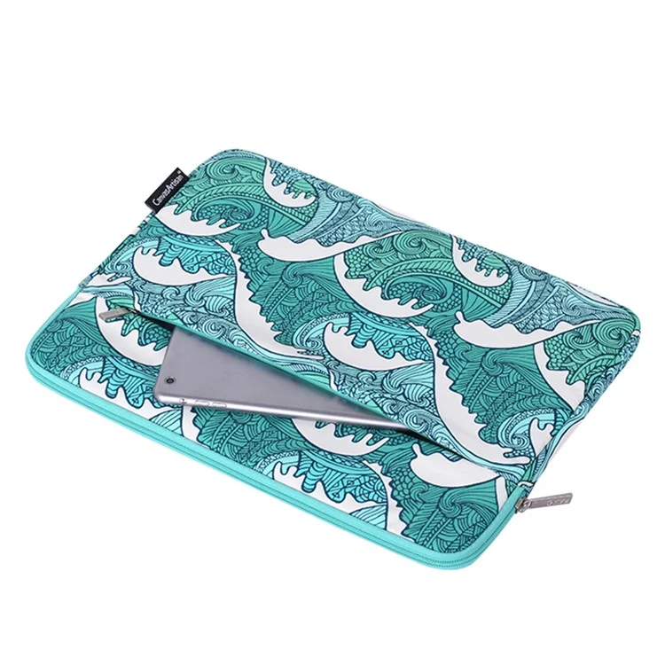 Canvasartisan H3-14 Modèle de Mer Modèle D'orcuste D'orcat de Choc Pour Ordinateur Portable à Fermeture à Glissière Bagure de Transport Avec Poche Avant - Green / Pour un Ordinateur Portable de 11 Pouces