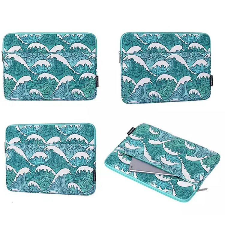 Canvasartisan H3-14 Modèle de Mer Modèle D'orcuste D'orcat de Choc Pour Ordinateur Portable à Fermeture à Glissière Bagure de Transport Avec Poche Avant - Green / Pour un Ordinateur Portable de 11 Pouces