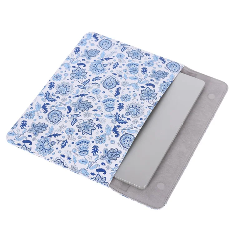 Canvasartisan E54-01 Frocher Magnétique PU Cuir D'ordinateur Portable Mandon Fleur Match de Fleurs Bagure de Transport - Ordinateur Portable Blanc / Pour 12 Pouces