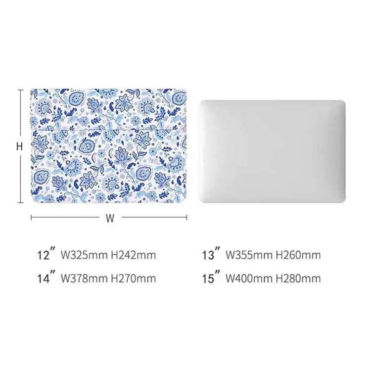 Canvasartisan E54-01 Frocher Magnétique PU Cuir D'ordinateur Portable Mandon Fleur Match de Fleurs Bagure de Transport - Ordinateur Portable Blanc / Pour 12 Pouces