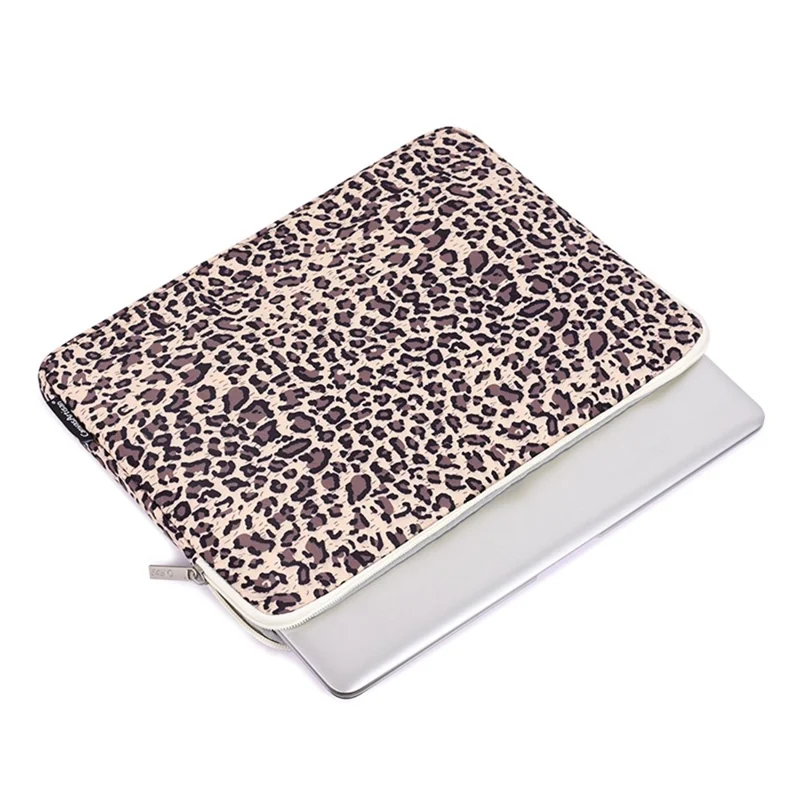 CANVASARTISAN H31-T0121 Leopard Pattern Laptop Sleeve Ultra-thin Computer Bag Pouch with Small Bag - Yellow/for 14-inch Laptop