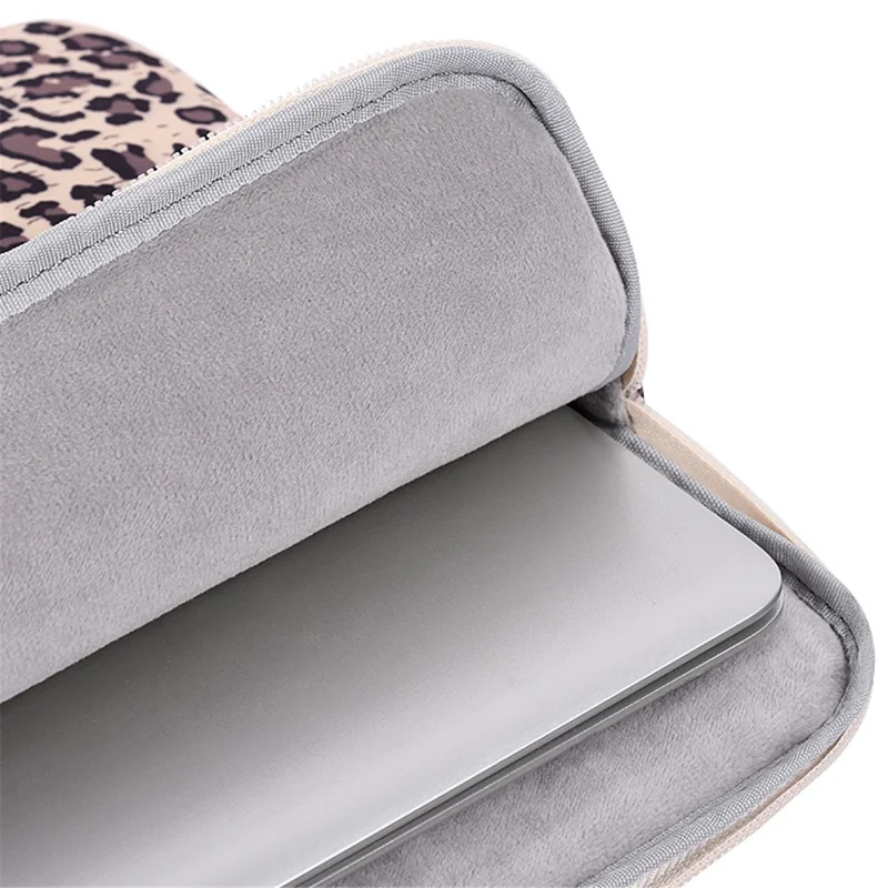 CANVASARTISAN H31-T0121 Leopard Pattern Laptop Sleeve Ultra-thin Computer Bag Pouch with Small Bag - Yellow/for 14-inch Laptop