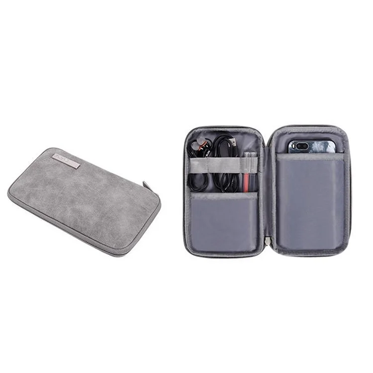 CANVASARTISAN L11-T0321 Solid Color PU Leather Notebook Case Shockproof Protective Sleeve Bag with Small Bag - Grey/for 11-inch Laptop