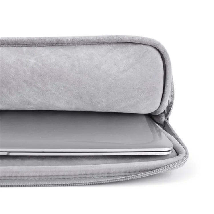 CANVASARTISAN L11-T0321 Solid Color PU Leather Notebook Case Shockproof Protective Sleeve Bag with Small Bag - Grey/for 11-inch Laptop