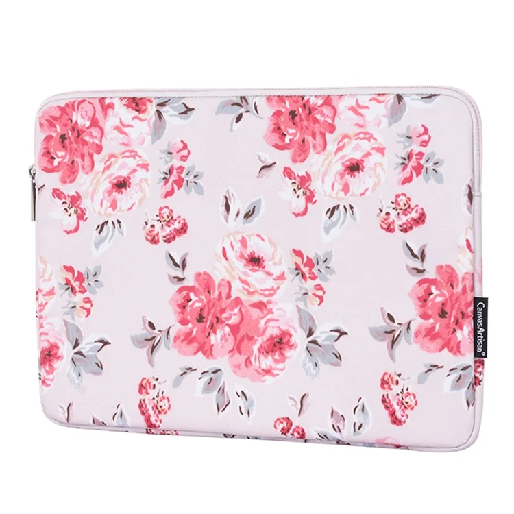 CANVASARTISAN H10-T0121 Notebook PC Carrying Case Watercolor Flower Pattern Protective Laptop Sleeve with Small Bag - White/for 11-inch Laptop