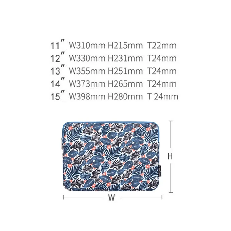 CanvaSartisan H37-01 Polyester Sac De Cahier Polyester Étui De Feuilles Motif Doublure Soft Soft-Strofromate Stroved Stroeve - Ordinateur Portable Bleu / Pour 11 Pouces