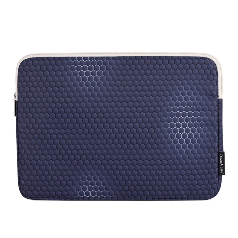 CANVASARTISAN H48-01 Laptop Sleeve Scratch-resistant Honeycomb Pattern Notebook Carrying Bag - Dark Blue/for 12-inch Laptop