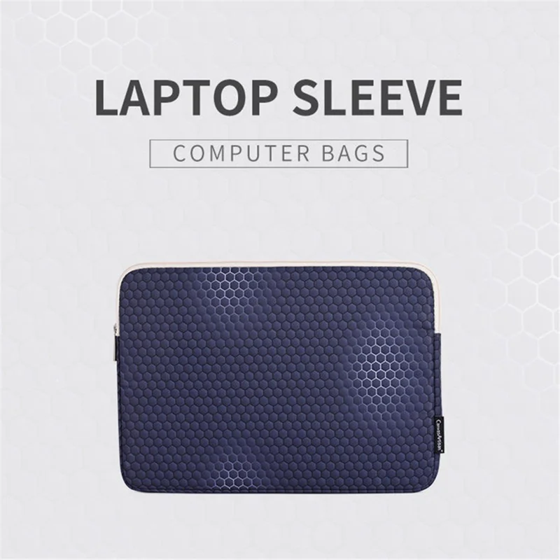 CANVASARTISAN H48-01 Laptop Sleeve Scratch-resistant Honeycomb Pattern Notebook Carrying Bag - Dark Blue/for 12-inch Laptop