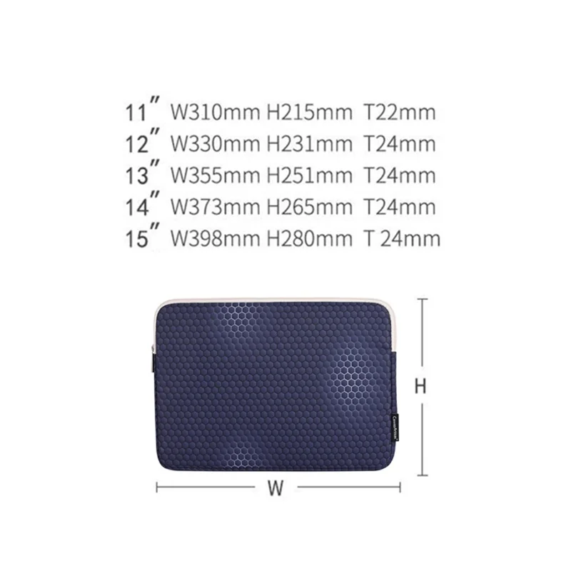 CANVASARTISAN H48-01 Laptop Sleeve Scratch-resistant Honeycomb Pattern Notebook Carrying Bag - Dark Blue/for 12-inch Laptop