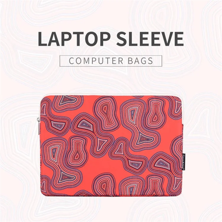 Canvasan H23-01 Geométrico Padrão De Choque À Prova De Choque De Manga De Laptop Caderno - Vermelho / Para Laptop De 11 Polegadas