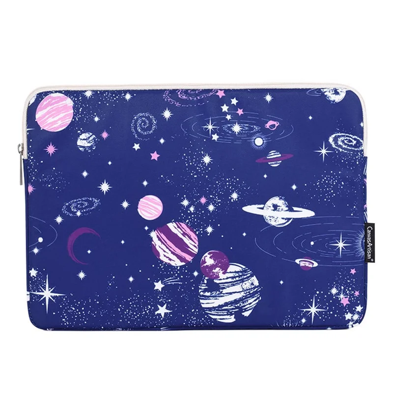 CANVASARTISAN H25-01 Ultra-thin Polyester Laptop Sleeve Pouch Outer Space Pattern Notebook Bag - Blue/for 12-inch Laptop