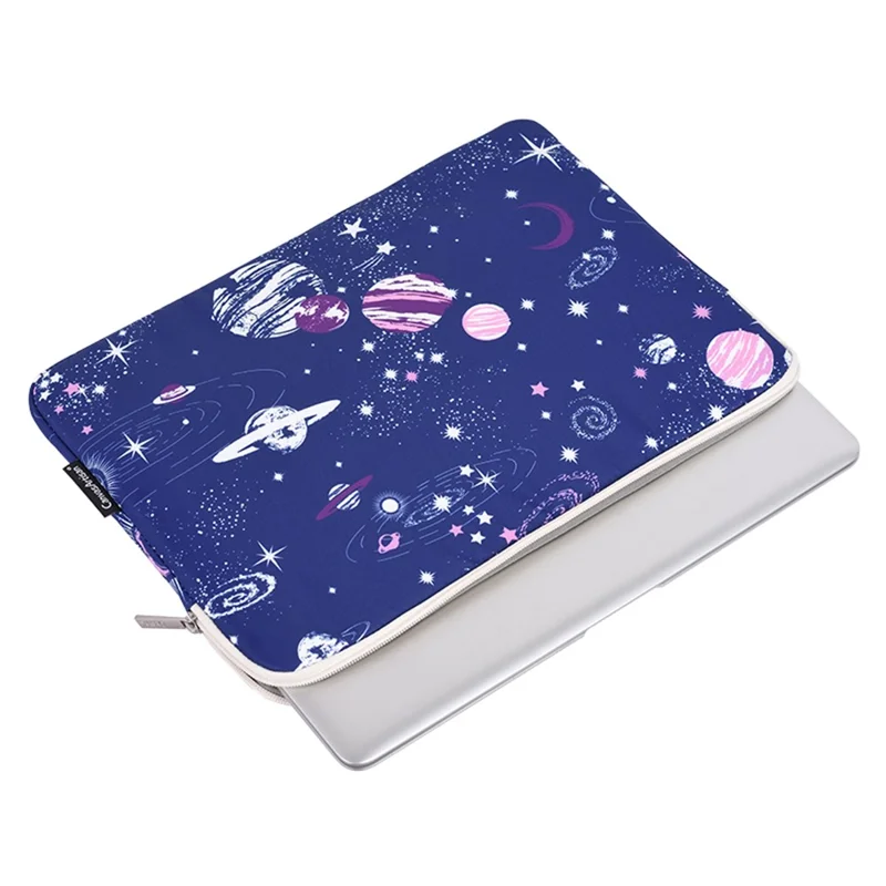 CANVASARTISAN H25-01 Ultra-thin Polyester Laptop Sleeve Pouch Outer Space Pattern Notebook Bag - Blue/for 12-inch Laptop