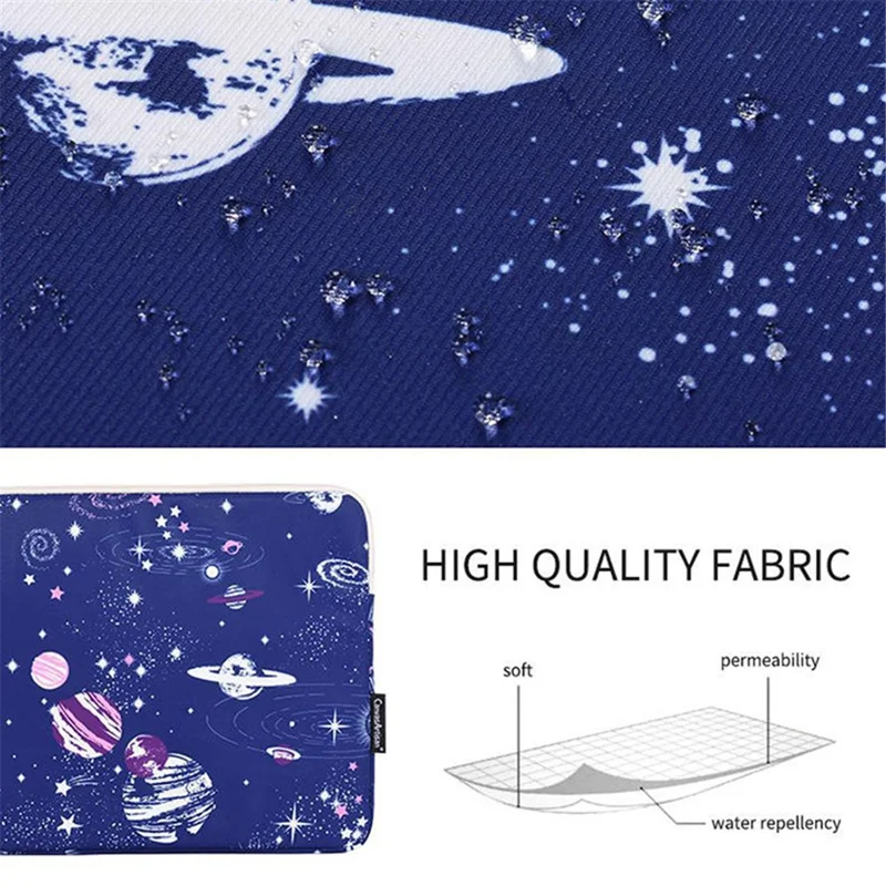 CANVASARTISAN H25-01 Ultra-thin Polyester Laptop Sleeve Pouch Outer Space Pattern Notebook Bag - Blue/for 12-inch Laptop