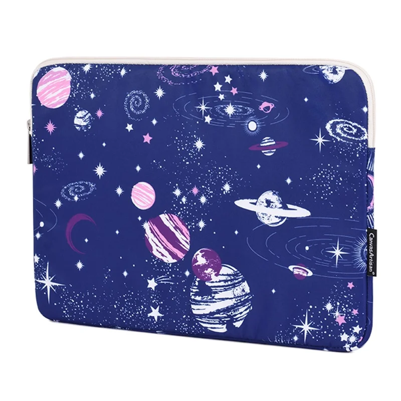 CANVASARTISAN H25-01 Ultra-thin Polyester Laptop Sleeve Pouch Outer Space Pattern Notebook Bag - Blue/for 12-inch Laptop