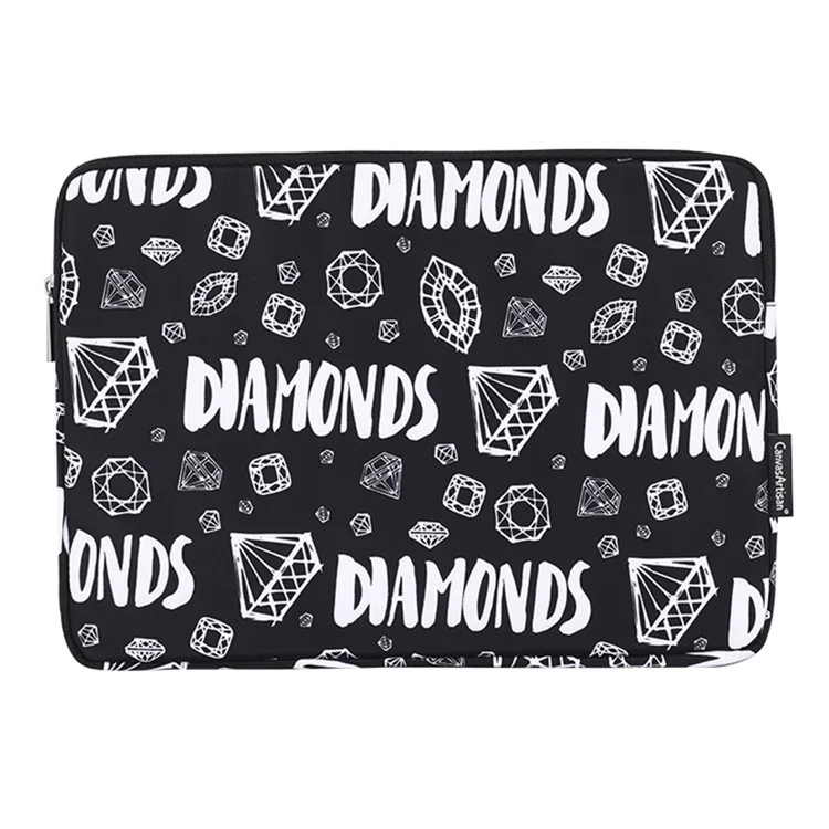 Canvasartisan H15-01 Diamond Pattern Letter Design PC Laptop Saco de Transporte - Black/para Laptop de 11 Polegadas
