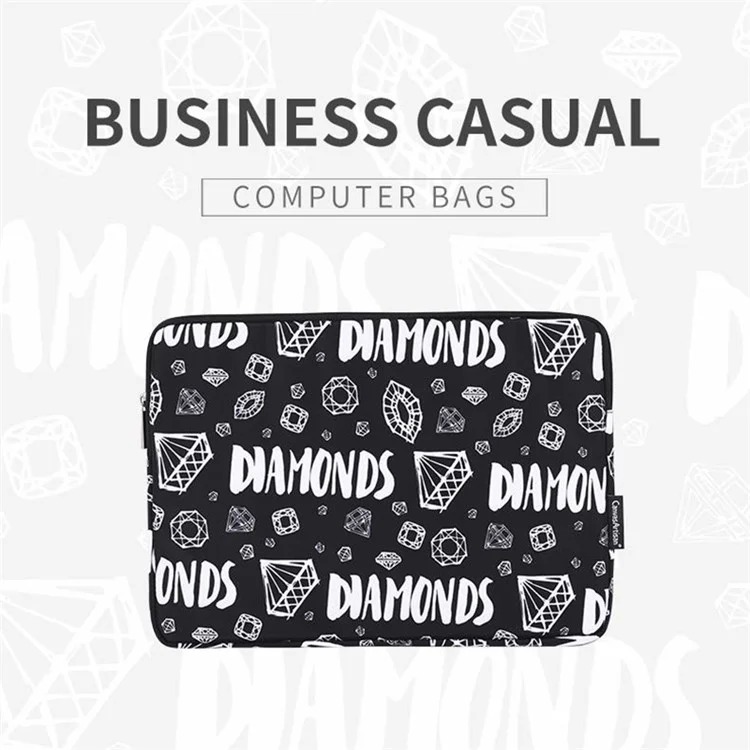 Canvasartisan H15-01 Diamond Pattern Letter Design PC Laptop Saco de Transporte - Black/para Laptop de 11 Polegadas