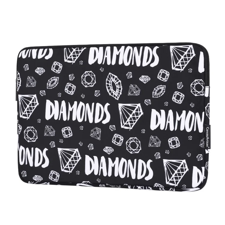 Canvasartisan H15-01 Diamond Pattern Letter Design PC Laptop Saco de Transporte - Black/para Laptop de 11 Polegadas