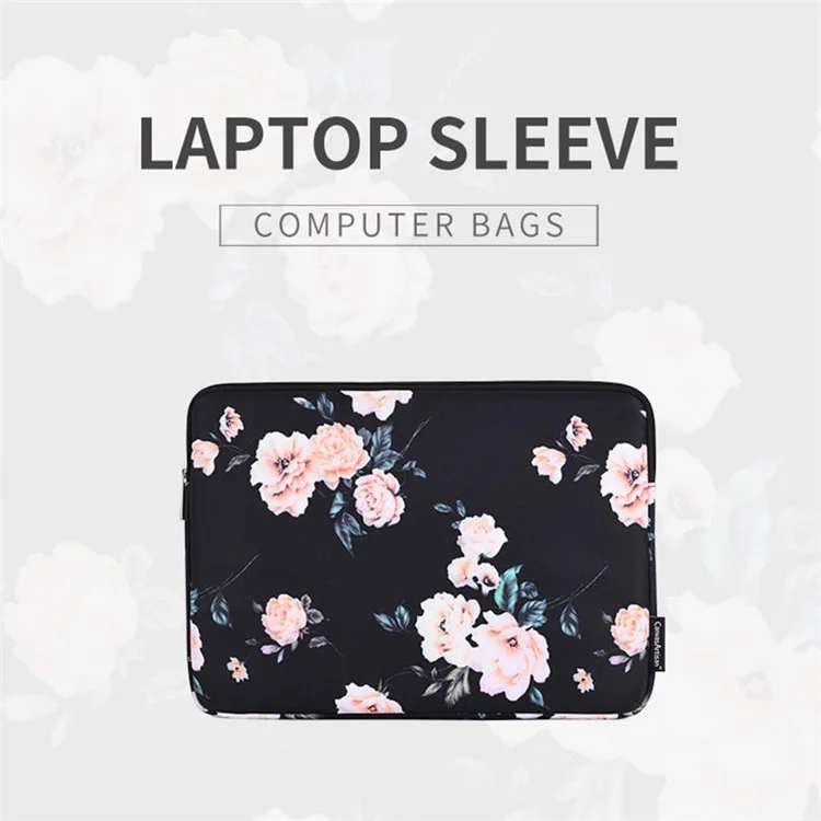 CANVASARTISAN H42-01 Flower Printed Ultra Slim Protective Laptop Sleeve Computer Notebook Bag - Black/for 11-inch Laptop