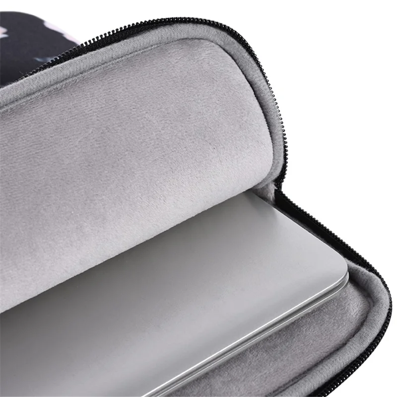 CANVASARTISAN H42-01 Etui na laptopa z nadrukiem kwiatów, ultracienkie ochronne etui na komputer, torba na notatnik - Czarny/do 13-calowego laptopa