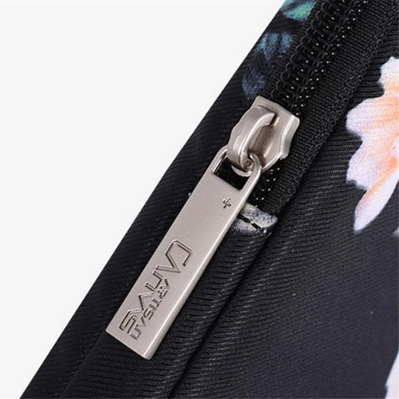CANVASARTISAN H42-01 Etui na laptopa z nadrukiem kwiatów, ultracienkie ochronne etui na komputer, torba na notatnik - Czarny/do 13-calowego laptopa