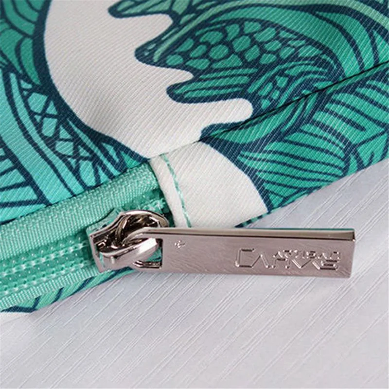 CANVASARTISAN H3-T0423 Sea Wave Printing Laptop Sleeve Carrying Case with Small Bag - Green/for 13-inch Laptop
