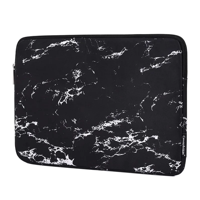 CANVASARTISAN H32-T0123 Marble Pattern Laptop PC Sleeve Soft Linner Notebook Bag with Small Bag - Black/for 13-inch Laptop