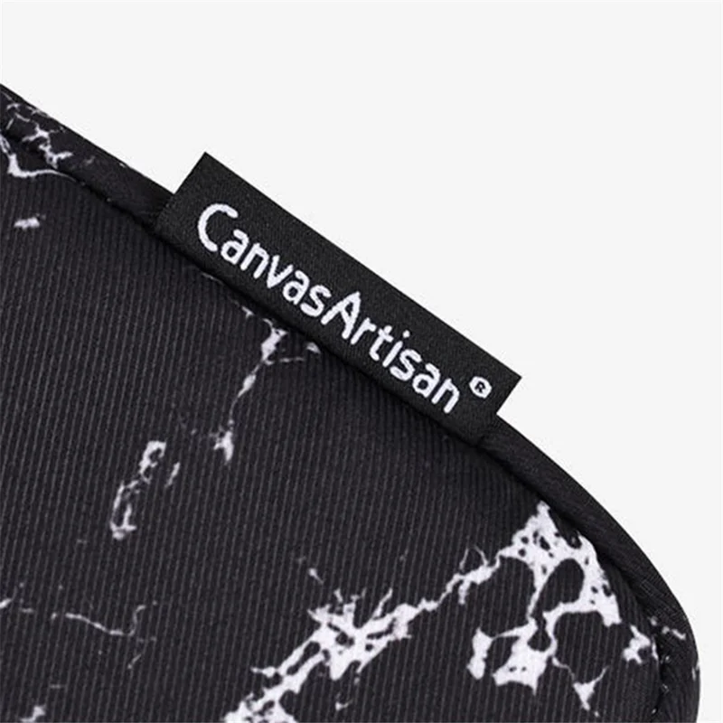 CANVASARTISAN H32-T0123 Marble Pattern Laptop PC Sleeve Soft Linner Notebook Bag with Small Bag - Black/for 13-inch Laptop