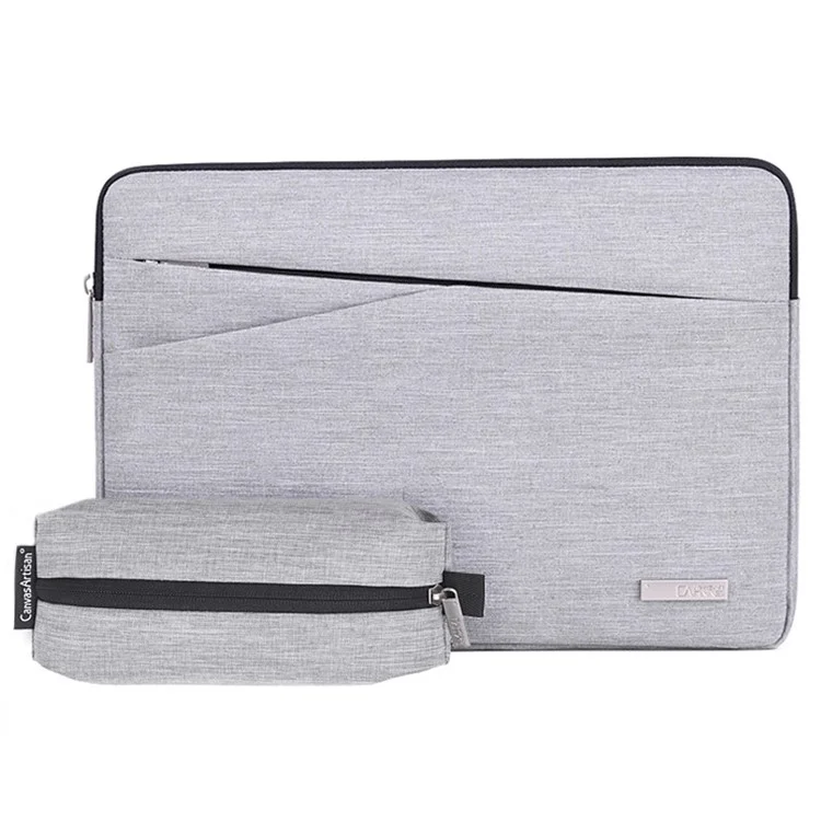 Canvasartisan L2-110 Texture Texture de Pocket de Pocket D'ectos D'ectopation Sag Codèle de Codeau Avec Petit Sac - Gris Clair / Pour un Ordinateur Portable de 13 Pouces