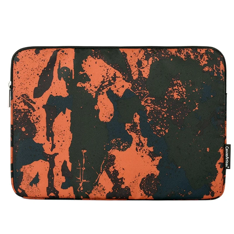 CANVASARTISAN H7-01 Laptop Sleeve med Camouflage-mønster, Blød Indvendig Notesbogstaske - Orange/til 13-inch Laptop