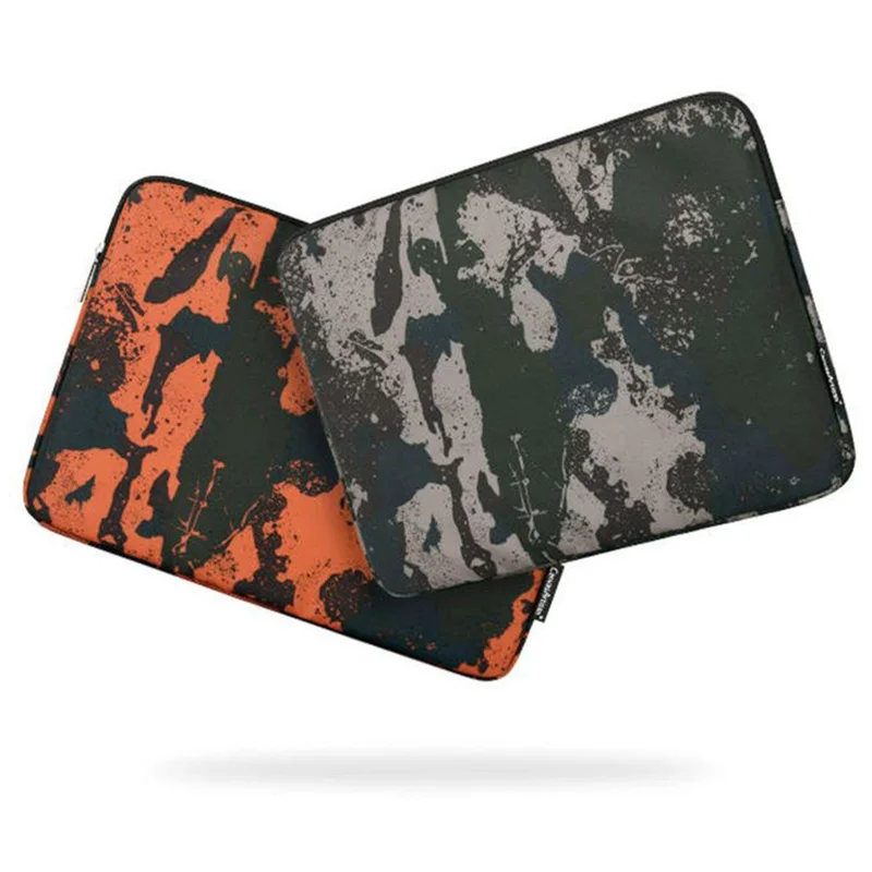 CANVASARTISAN H7-01 Laptop Sleeve med Camouflage-mønster, Blød Indvendig Notesbogstaske - Orange/til 13-inch Laptop