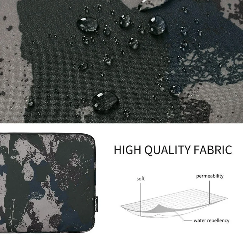 CANVASARTISAN H7-01 Laptop Sleeve med Camouflage-mønster, Blød Indvendig Notesbogstaske - Orange/til 13-inch Laptop